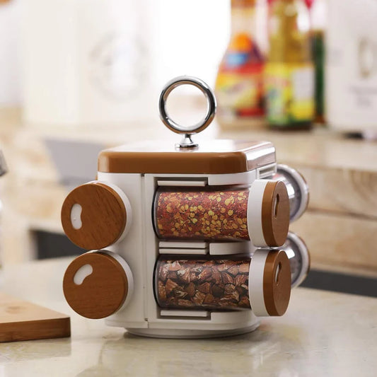 Plastic Spice Rack – 8-Jar Revolving Organizer