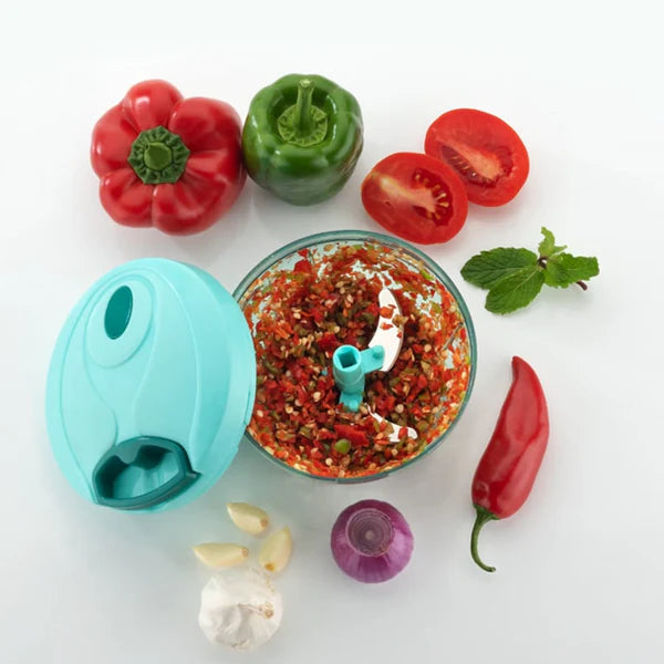 Handy Mini Vegetable Chopper – 550ml 3-Blade Quick Prep Cutter