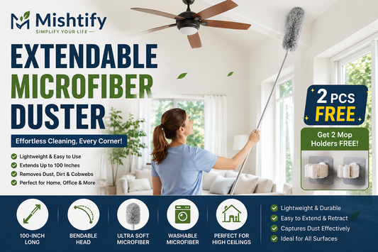 Microfiber Duster – 100-Inch Extendable Hand + Get 2 Mop Holder FREE!