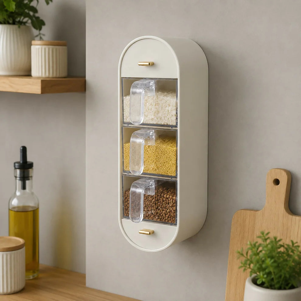 Ultimate Space Saver Combo | Wall Mounted Spice Organizer + 1100ml Oil Dispenser + Egg Storage Rack (3-in-1 Kitchen Organizer)