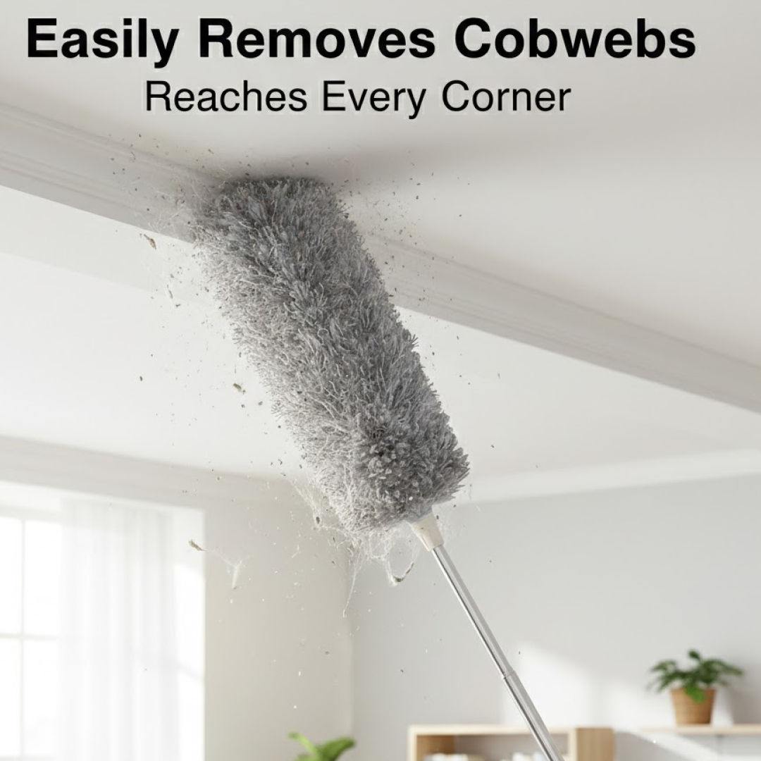 2-in-1 Home Cleaning Combo | Extendable Microfiber Duster + 6.5L Push Pedal Dust Bin + 2 FREE Mop Holders