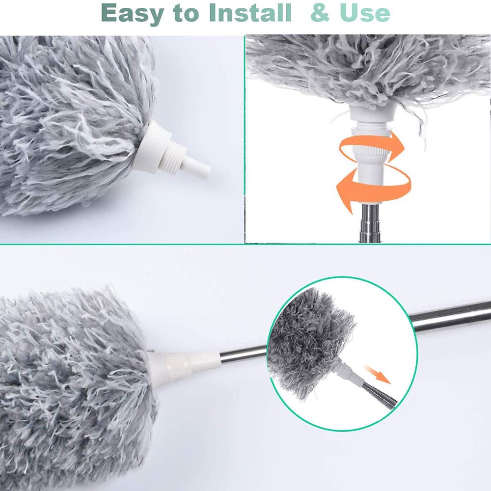 2-in-1 Home Cleaning Combo | Extendable Microfiber Duster + 6.5L Push Pedal Dust Bin + 2 FREE Mop Holders